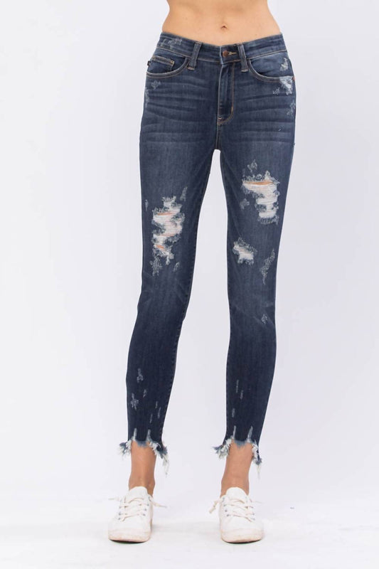Judy Blue - Destroyed Hem Skinny Jeans