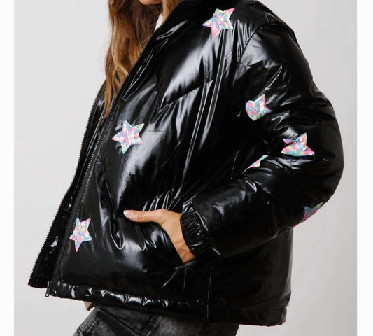 Fantastic Fawn - Sequin Star Puffer Jacket