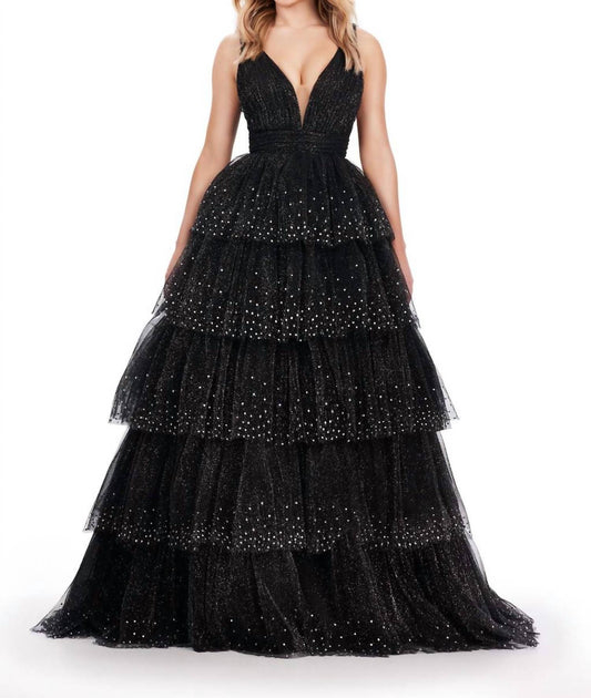 Ashleylauren - Sparkling Glitter Tulle Ball Gown