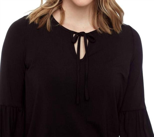 Bamboo Knit Long Sleeve Tie Neck Top
