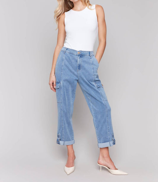 Charlie B - Chambray Stretch Cargo Pants