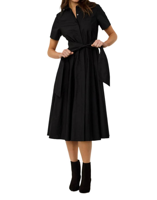 Toccin - Megan Short Sleeve Tie-front Midi Shirt Dress