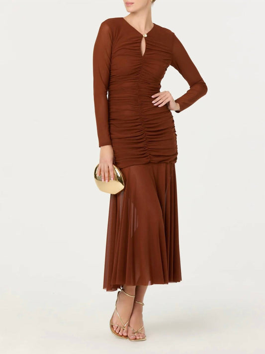 Astr - Yasmine Ruched Long Sleeve Dress