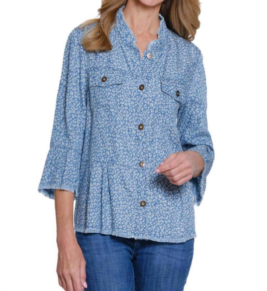 Multiples - 3/4 Flounce Sleeve Button Front Jacket