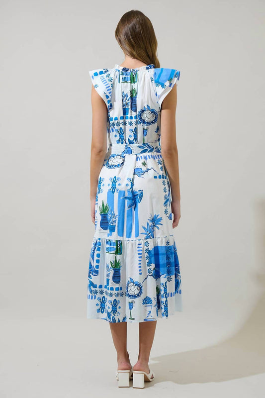 Sugarlips - Sosy Postcard Charlotte Button Midi Dress