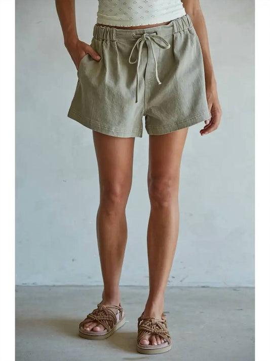 By Together - Woven Denim Washed Cotton Relax Fit Wide Leg Shorts