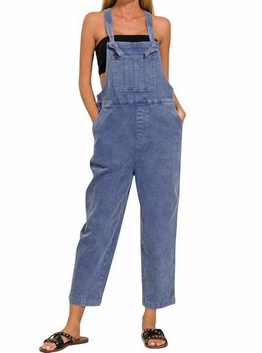 Zenana - Washed Knot Strap Relaxed Overall