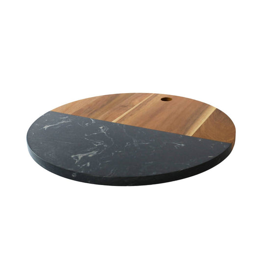 Creative Gifts International - Marble and Acacia Wood Round Board