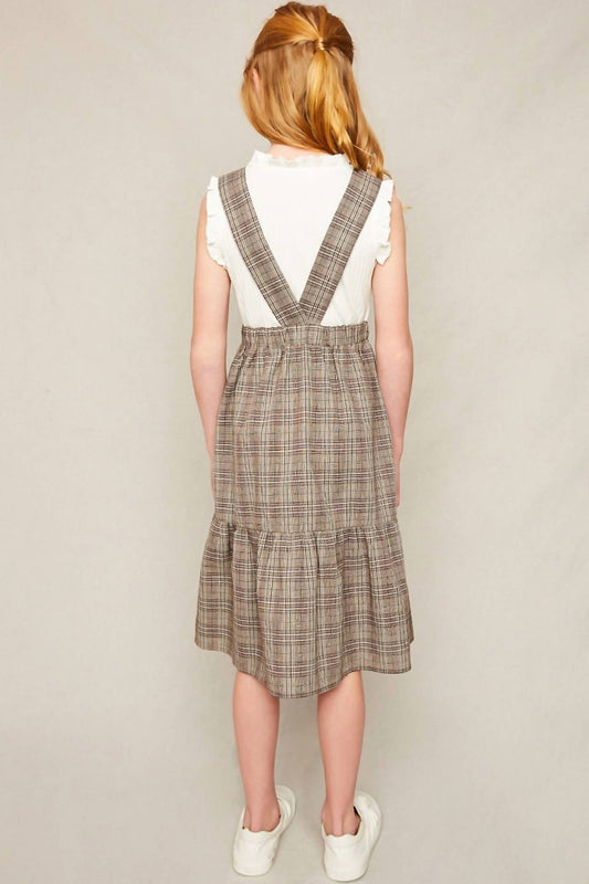 Hayden La - Girls Tiered Glen Check Overall Dress