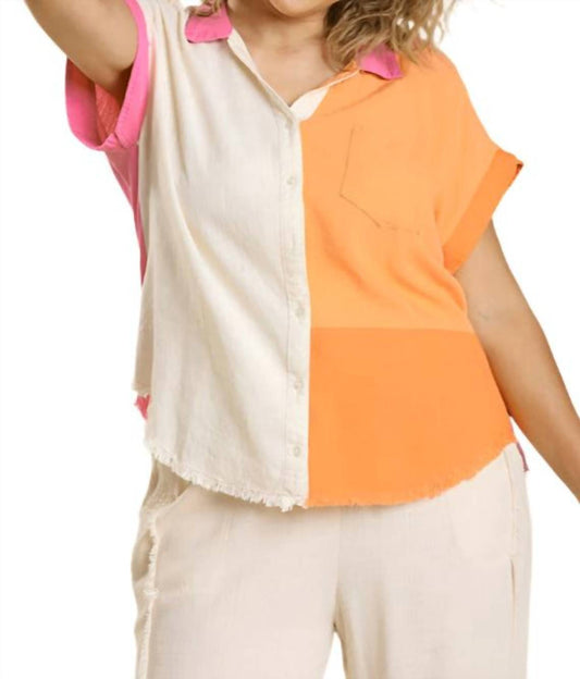 Umgee - Color Block Gauze Top