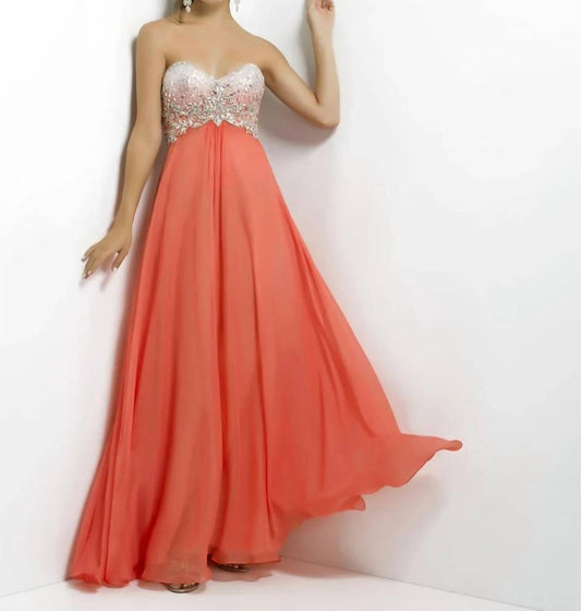 Blush Prom - Embellished Flowy Chiffon Gown