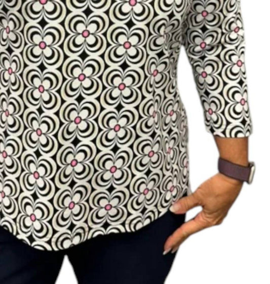 Lulu-B - Ruffle Swirl 3/4 Sleeve Top