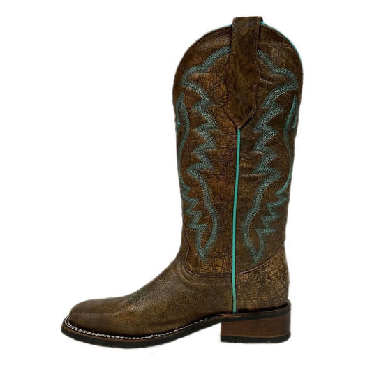 Women's Peanut Embroidery Wide Square Toe Western Boots