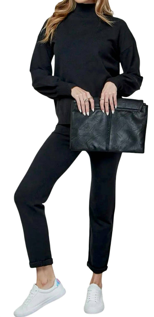 Cezele - Knit Solid Top and Pants Casual Set