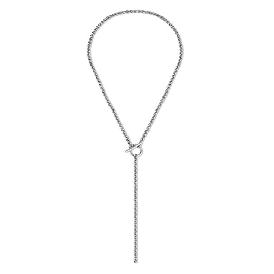 Eklexic - Women's Micro Royal Rolo Toggle Lariat Necklace