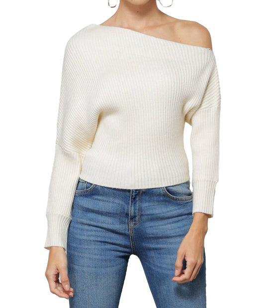 Line And Dot - Blair Asymmetrical Off Shoulder Sweater