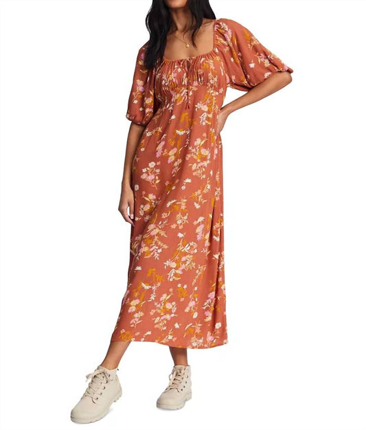 Billabong - True Romance Puff Sleeves Midi Dress