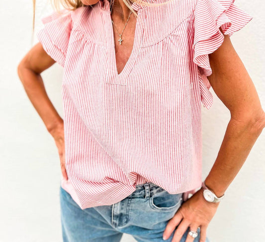 Ee:Some - Sass & Stripes Ruffle Top