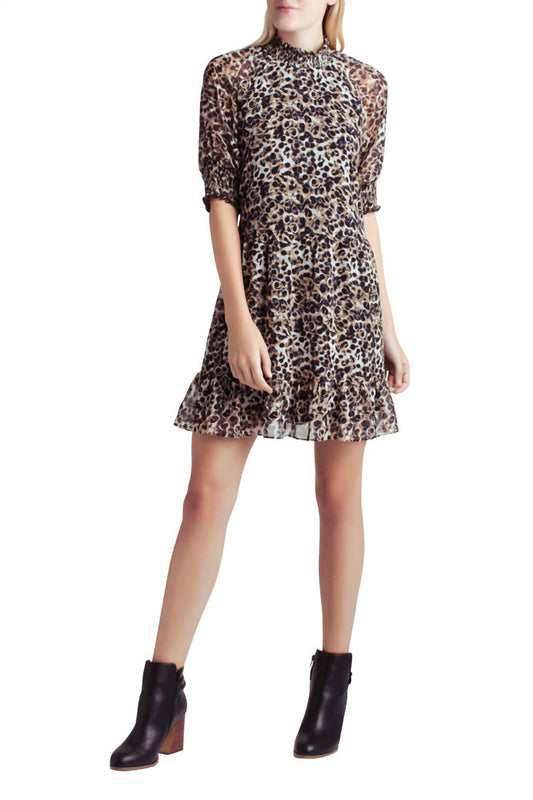 Kensie - Animal Print Mock Neck Dress
