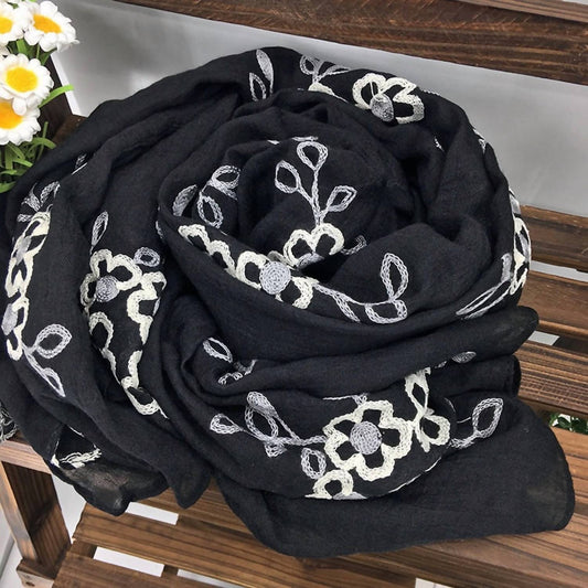 Touch Of Style - Women's Embroidered Floral Scarf