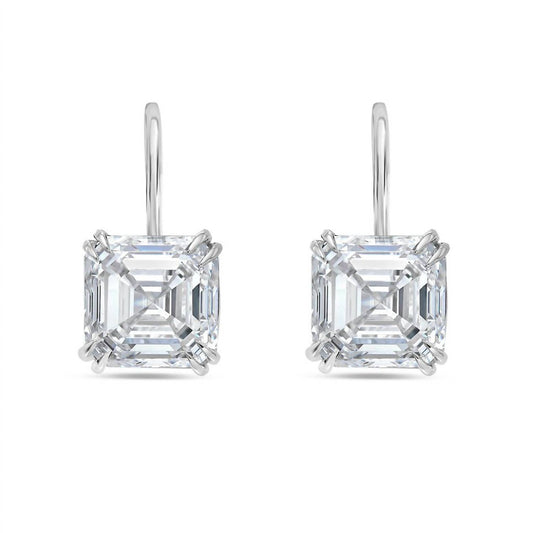 Diana M Jewels - 8.10cts Lab Grown Asscher Cut Drop Earrings