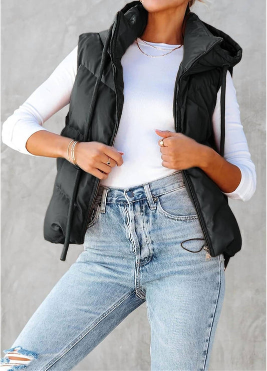 Hidden - Short Hooded Down Sleeveless Vest
