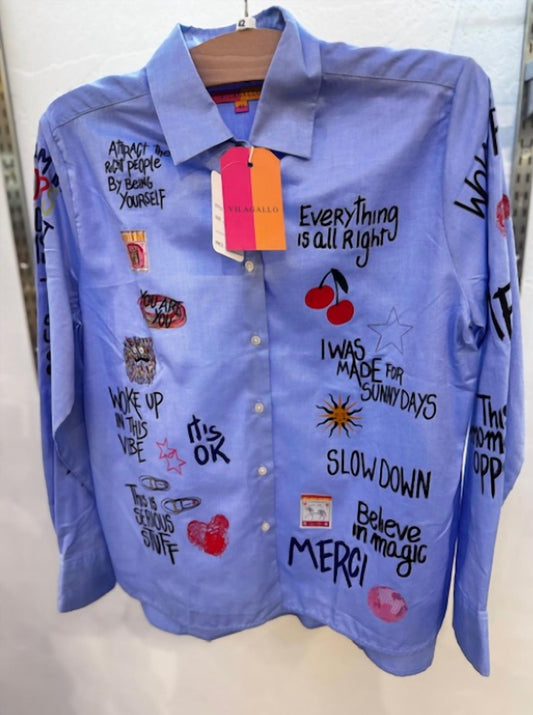 Vilagallo - Women's Button-Down Graphic Blouse