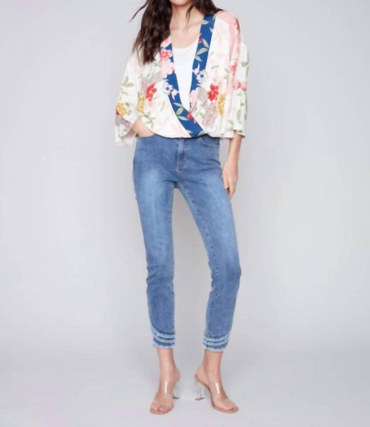 Charlie B - Floral Printed Overlap Blouse