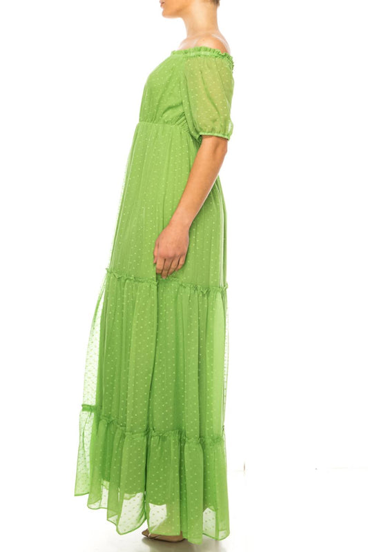 Maison Tara - Short Sleeve Tiered Maxi Dress