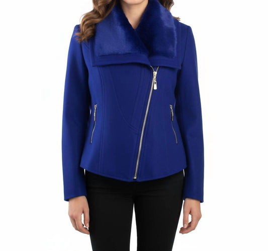 Lucy Paris - Faux Fur Collar Moto Jacket