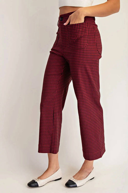 Ee:Some - Gingham Straight Leg Pant