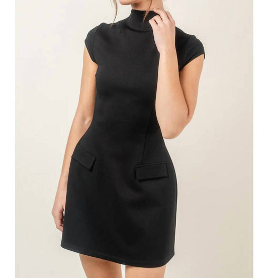 Fore - Mock Neck Cap Sleeve Mini Dress