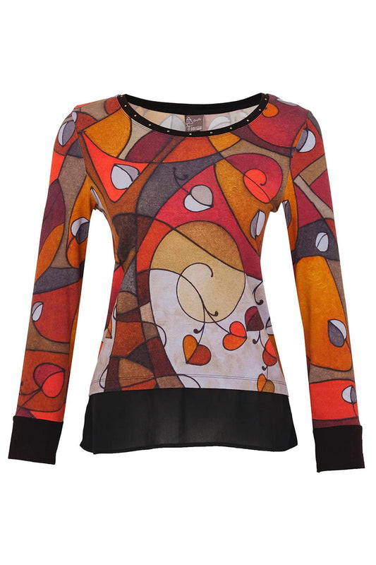 Dolcezza - Simply Art Heart Leaves Tunic Top