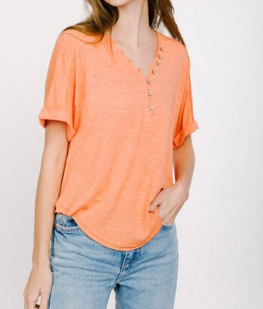 Very J - Button Roll Up Sleeve Knit Top