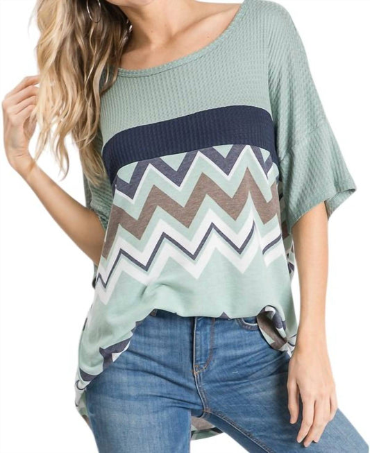 7Th Ray - Waffle Knit Chevron Top