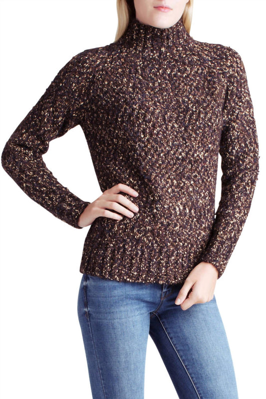 Kensie - Twisted Slub Boucle Long Sleeve Mock Neck Sweater