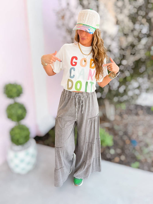 Easel - Mineral Washed Tiered Pants