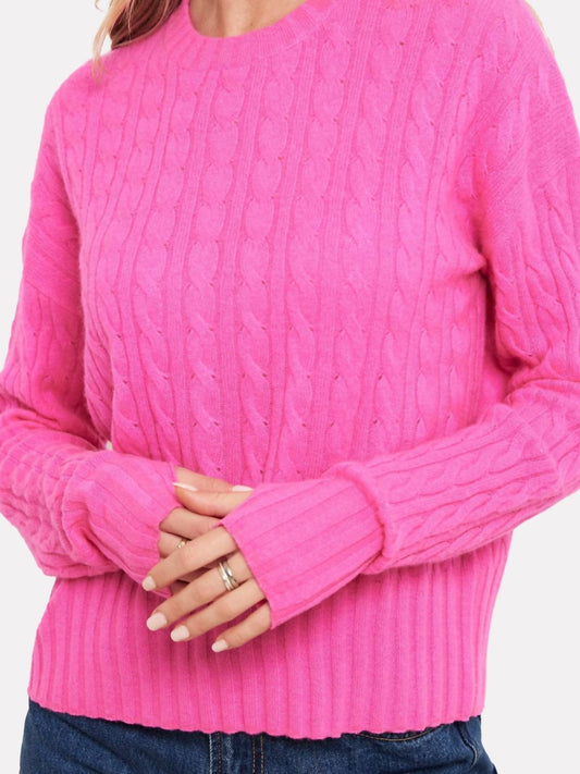 Brodie Cashmere - Cathy Cable Knit Crew Sweater