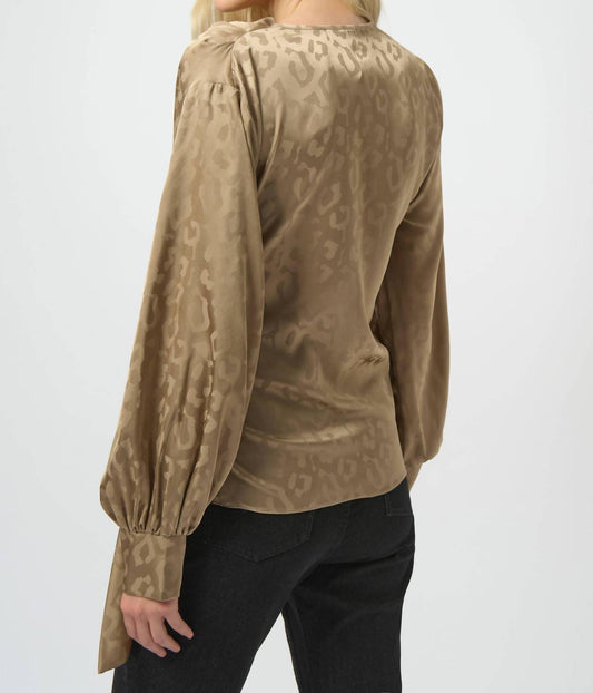 Joseph Ribkoff - Jacquard Satin Animal Print Wrap Top