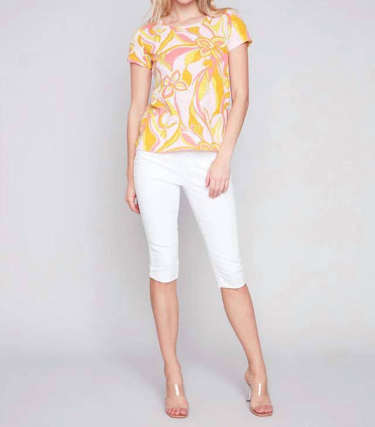 Charlie B - Printed Cotton Slub Tee Top