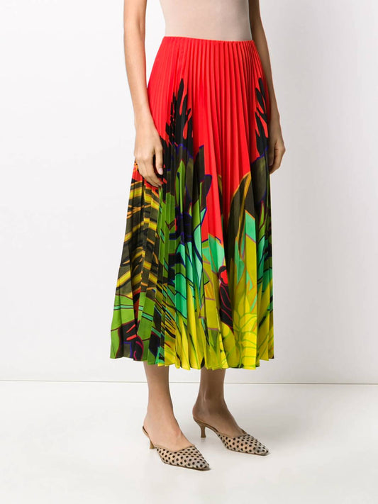 Valentino - Mirrored Monkeys Forest Pleated Skirt