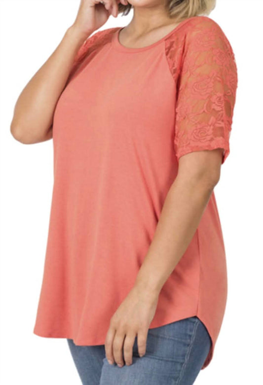 Zenana - Lace Sleeve Top