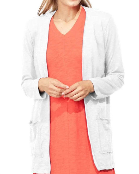 Escape - Cotton Slub Open Front Cardigan - Plus