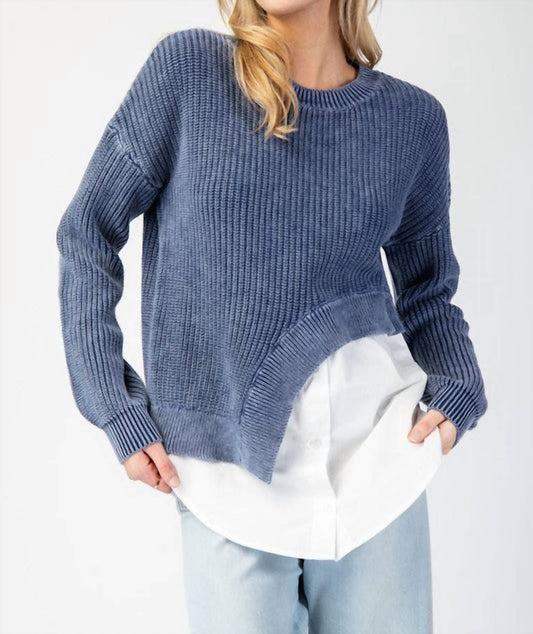 Ee:Some - Asymmetrical Sweater Layered Shirt