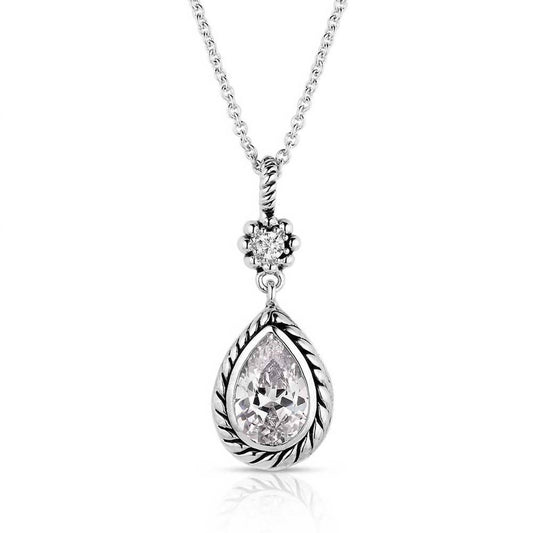 Montana Silversmiths - Women's Leading Light Crystal Platinum Teardrop Necklace