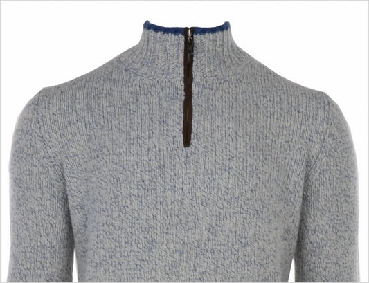 Fedeli - Men's Cashmere Bicolor & Suede Quarter Zip