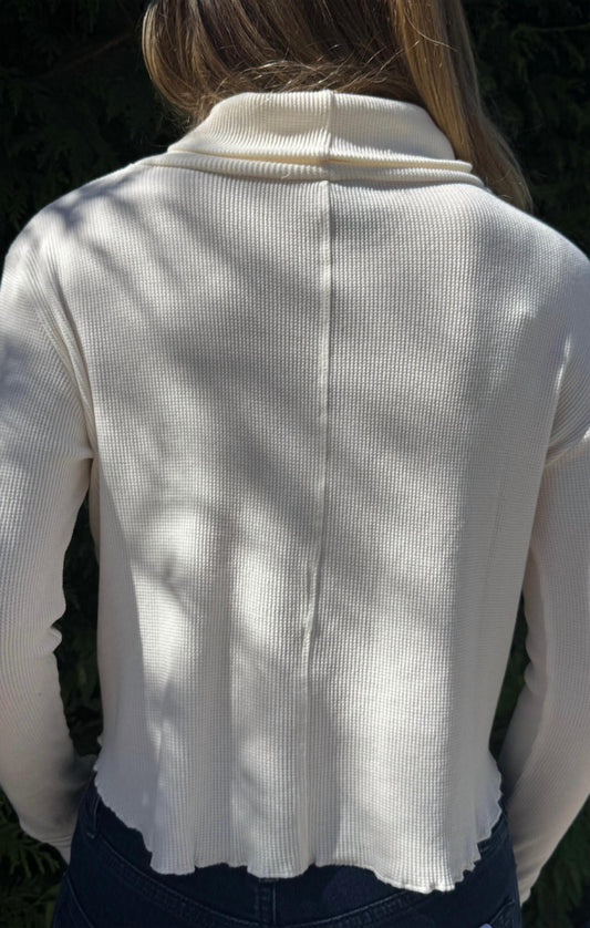 Bobi - Turtleneck Long Sleeve Top With Thumb Holes