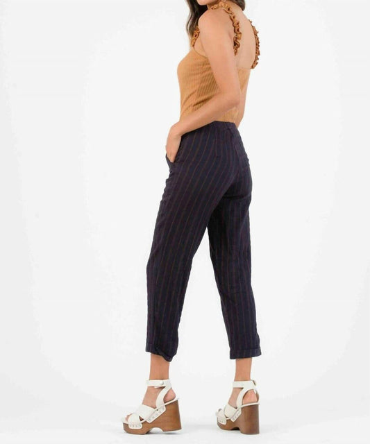 Lucca - Mallroy Cotton High Rise Rolled Hem Striped Ankle Pants
