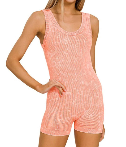 Zenana - Stone Washed Ribbed Seamless Romper