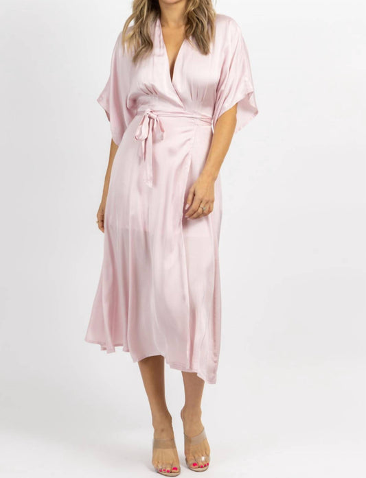 SATIN WRAP MIDI DRESS
